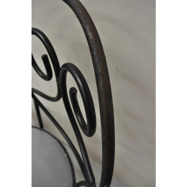 Metal Mid 20th Century Modern Arthur Umanoff Style Wrought Iron Swivel Counter Bar Stool Pair For Sale - Image 7 of 12