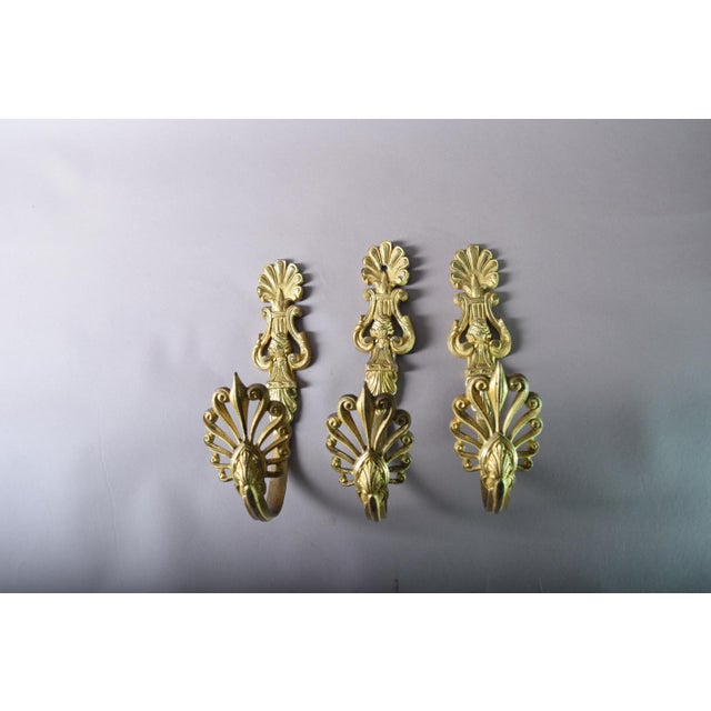 19th Century 19th Century French Gilt Bronze Curtain Holdbacks with Foliate Scrolls, Set of 3 For Sale - Image 5 of 10