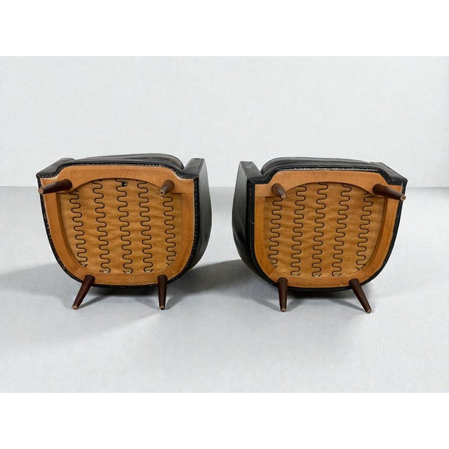 Black Leather Lounge Chairs attributed to Ib Kofod-Larsen, Denmark, 1960s, Set of 2 For Sale - Image 15 of 17