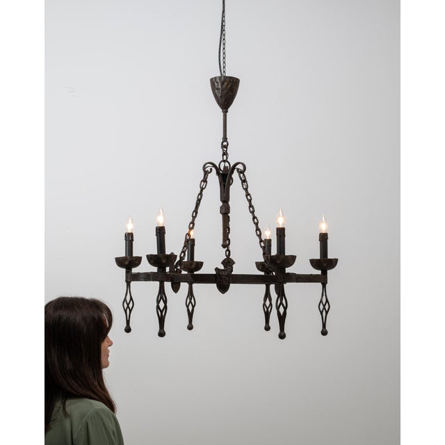 20th Century French Gothic Revival Wrought Iron Chandelier For Sale - Image 18 of 18