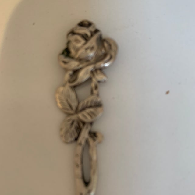 Art Nouveau Early 20th Century Small Floral Silver Sugar Spoon For Sale - Image 3 of 5