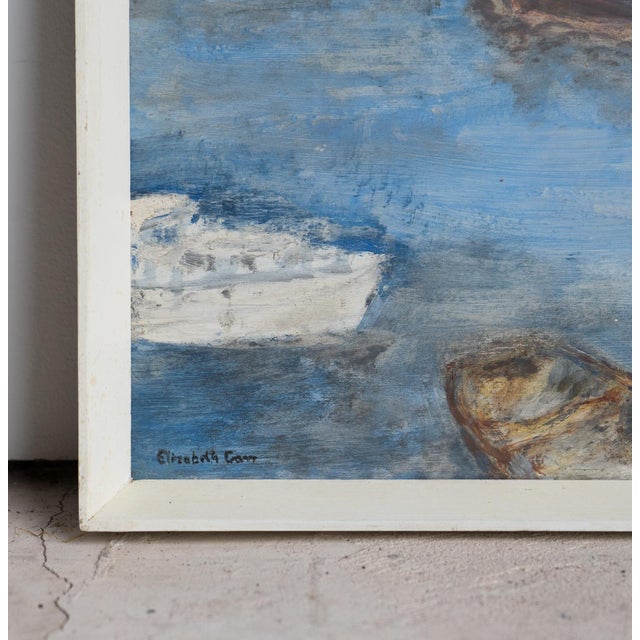 Vintage Mediterranean Harbour Scene, Original Impressionist Oil Painting, Mid 20th Century For Sale - Image 6 of 9