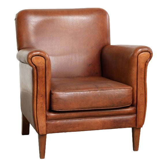 Vintage Sheepskin Armchair in Cognac For Sale