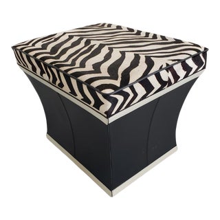 1980s Vintage Zebra Print Cowhide and Leather Storage Ottoman For Sale