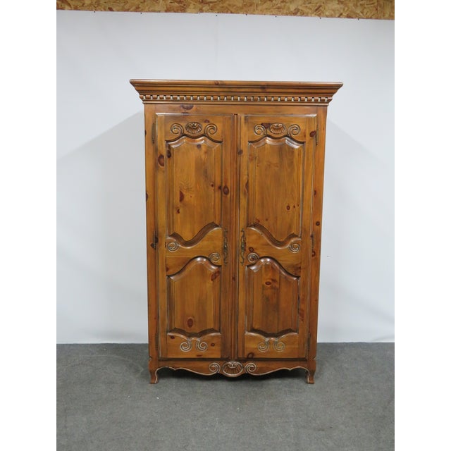 Ethan Allen Pine Country French Armoire | Chairish
