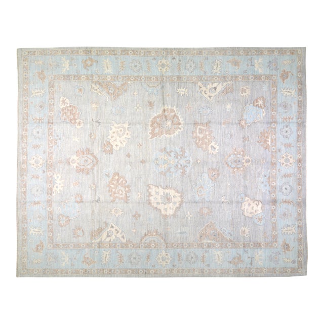 Contemporary Oushak Hand Knotted Wool Rug,12'1"X14'10" For Sale