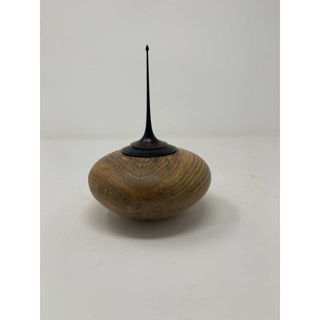 Mid-Century Modern Vintage Wooden Vessel With Pointed Lid For Sale - Image 3 of 11