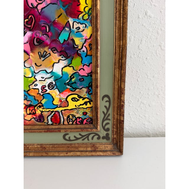 Serg Graff "Pets" Abstract Acrylic Painting Framed Outsider Art Coa For Sale In Jacksonville, FL - Image 6 of 8