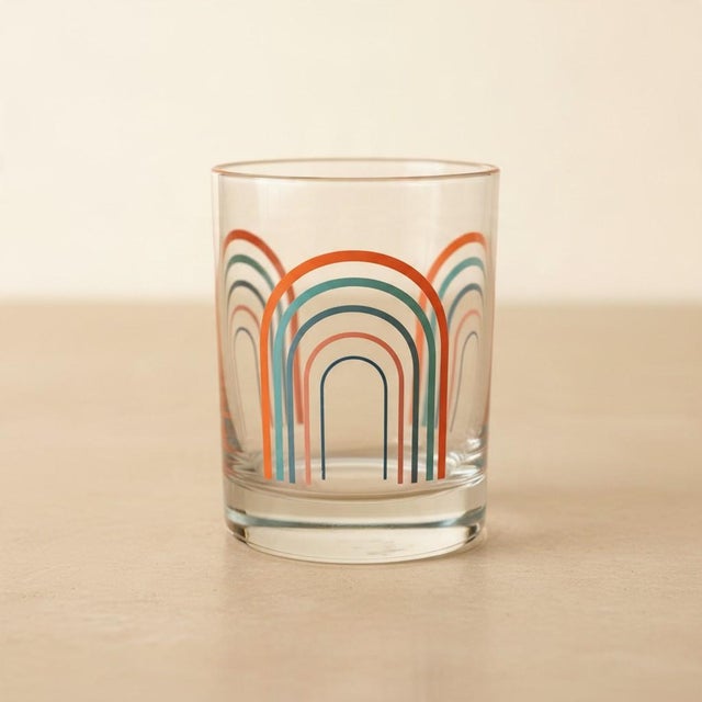 Contemporary Vintage 1990s Fiesta Rainbow Arches Drinking Glasses-Set of 2-Retro Tumblers- For Sale - Image 3 of 11