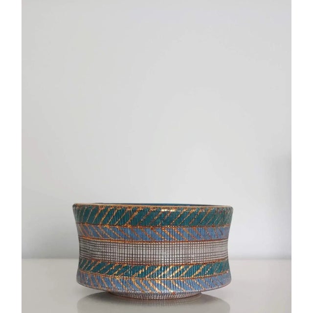 Ceramic 1960s Bitossi Sgraffito Teal Lavender Bowl For Sale - Image 7 of 10