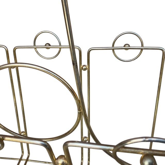 Brass Vintage Metal Magazine Rack Mid-Century Modern For Sale - Image 8 of 16