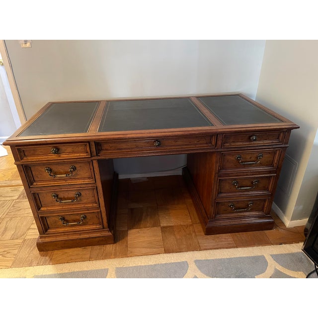 Drexel Heritage 1960s Drexel Heritage Jr Executive Georgian Style Partners Desk For Sale - Image 4 of 12