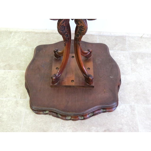 Rococo Antique Rococo Revival Carved Mahogany Occasional Table For Sale - Image 3 of 6
