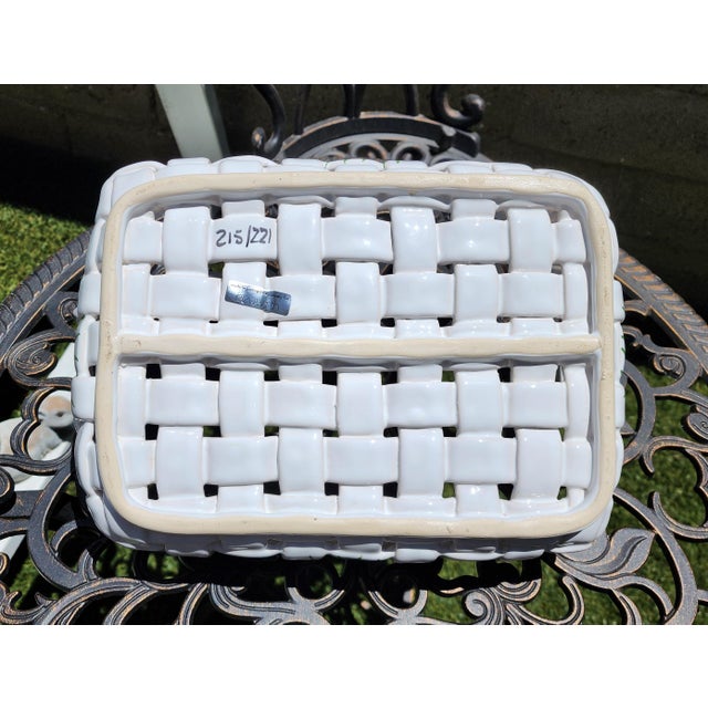 Late 20th Century Portugal Ceramic Basket Weave Tray For Sale - Image 10 of 13