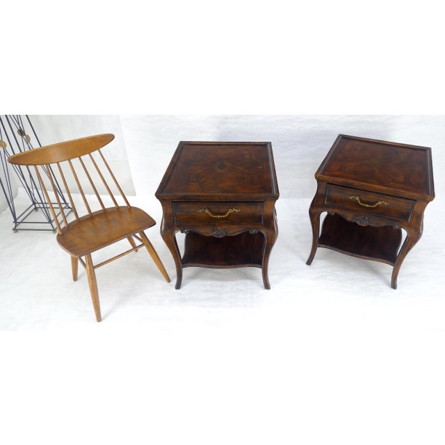 Pair of Thomasville Fine Inlayed Tops Cabriole Legs One Drawer End Tables MINT For Sale - Image 13 of 18
