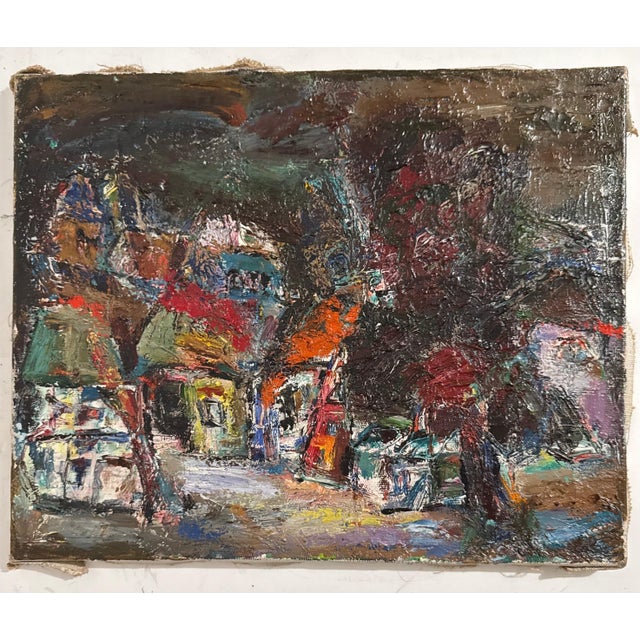 Textile Alexander Pavlov, Russian Ukrainian Abstract Oil Painting Alexander Pavlov Vilnius Landscape For Sale - Image 7 of 14
