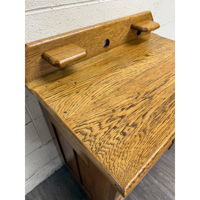 Antique Late Victorian Eastlake Style Golden Oak Washstand Commode For Sale - Image 10 of 15