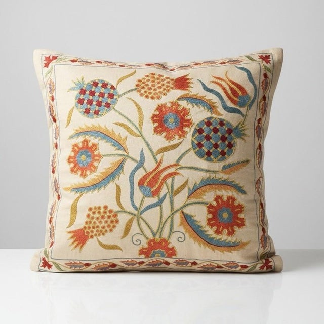 New Hand-Embroidered 100% Silk Cushion Cover – Authentic Uzbek Textile Art Elevate your home décor with this exquisite...
