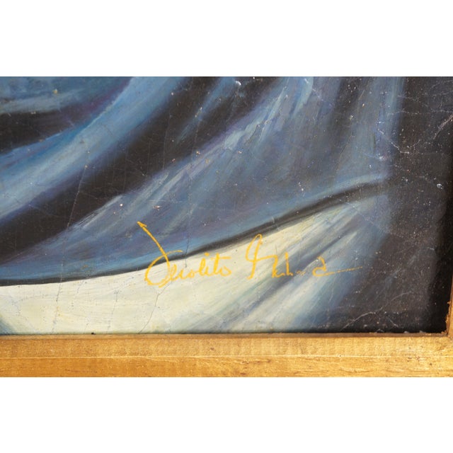 Vintage Baroque Style Reclining Female Nude Oil Painting Divan Cherub Framed 38" For Sale - Image 4 of 12