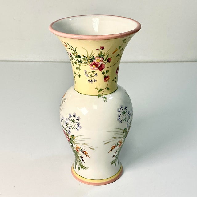 1990s Vintage Boho Chic Chippendale Laura Ashley Home Floral Botanical Transferware Vase. For Sale - Image 11 of 11