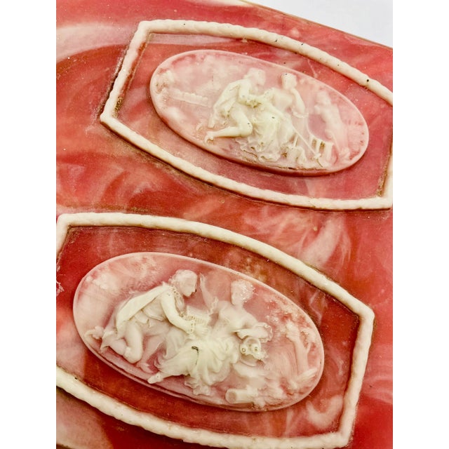 Mid 20th Century Incolay Stone Jewelry Box “Cameo” in Dark Rose For Sale - Image 4 of 13