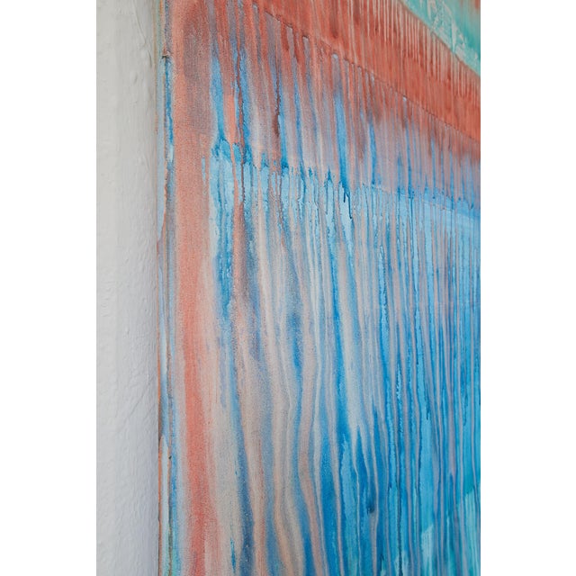 Contemporary "6 Hours of Biking North / Red Turquoise Blue" Large Abstract Acrylic Painting by Simon Findlay For Sale - Image 3 of 12