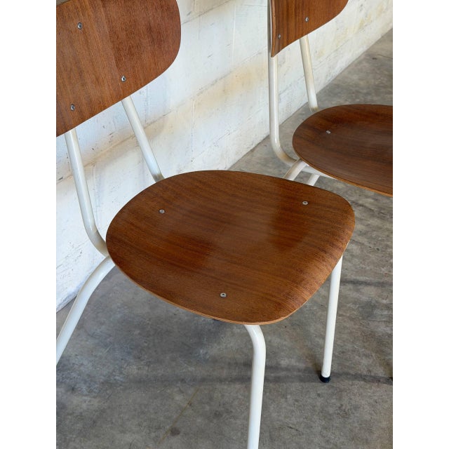 Brown Plywood Stacking Chairs Set of 2 Mid-Century Modern 1970s For Sale - Image 8 of 11
