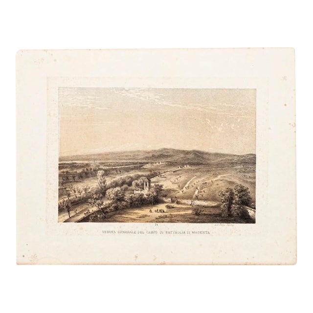 View of the Military Field in Magenta - Lithograph by Carlo Perrin - 1860 1860 For Sale