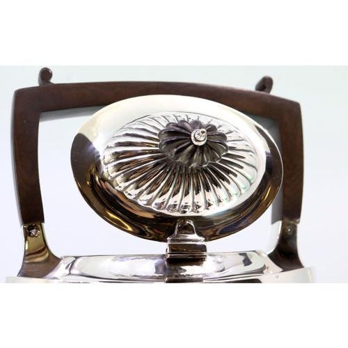 Metal Gummed Silver Kettle with Chestnut Wood Handle For Sale - Image 7 of 9