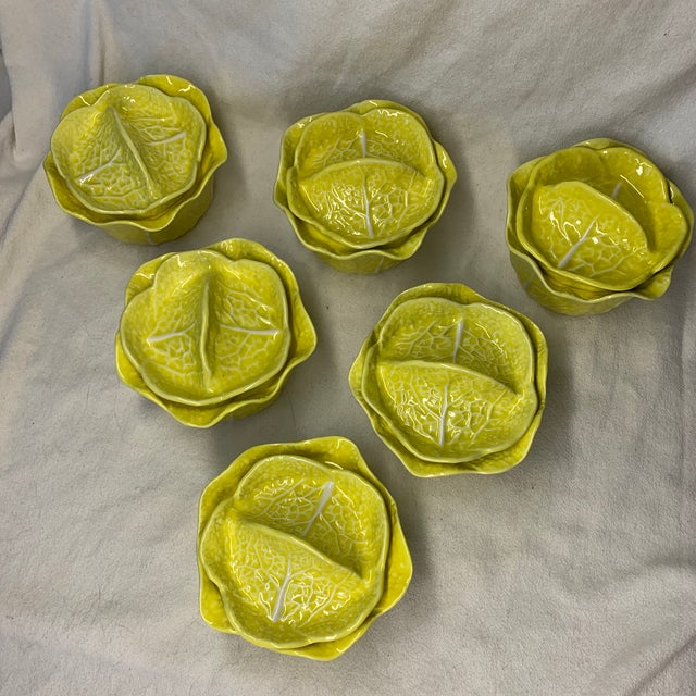 Rare Vintage Secla Soup Bowls With Lids Yellow Cabbage Leaf For Sale - Image 11 of 11
