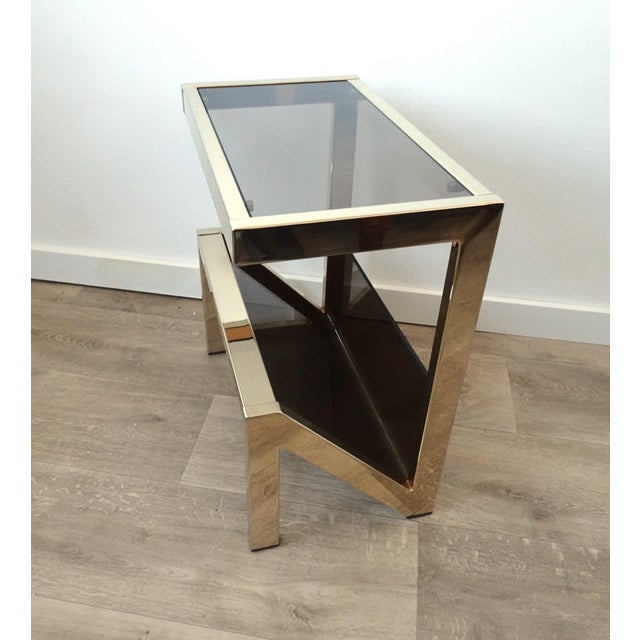 Gilded Magazine Rack or Side Table from Belgo Chrom / Dewulf Selection, 1970s For Sale - Image 6 of 14