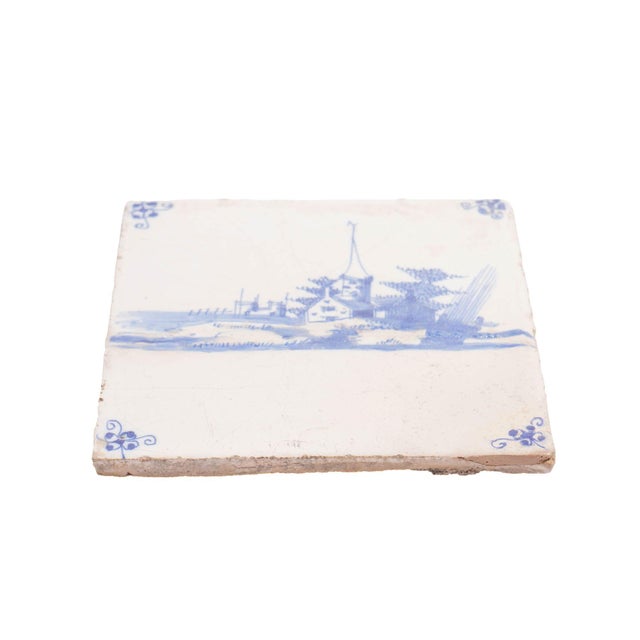Set of 3 Delft Faience Tiles With Architectural Landscapes, C. 1700 For Sale - Image 9 of 10