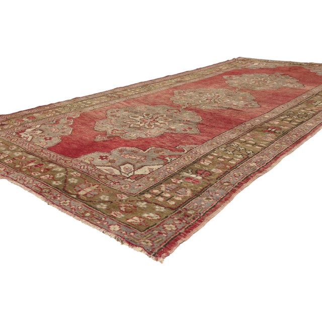 51800 Vintage Turkish Oushak Rug, 05'01 x 11'04. The Anatolian Court: A Vintage Turkish Oushak Masterpiece of Botanical...