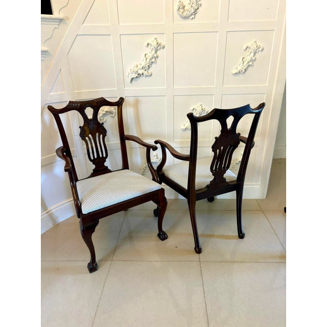 Antique Mid 19th Century Irish Carved Mahogany Dining Chairs with Carvers and Ball & Claw Feet, 1850s, Set of 10 For Sale - Image 3 of 18