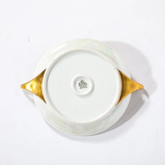 1910s Art Nouveau Porcelain Donatello Pattern Dish W Gilt Handles & Motif by Rosenthal For Sale - Image 5 of 12