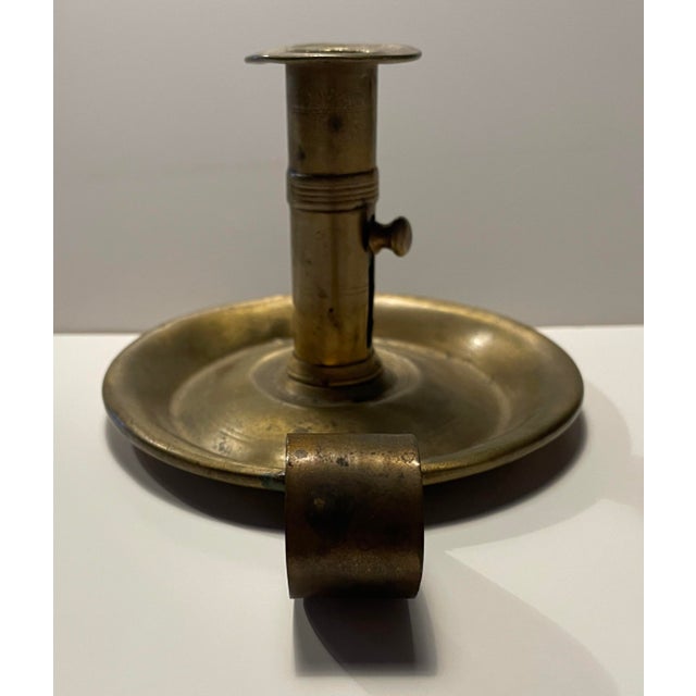Antique English Brass Chamberstick For Sale - Image 4 of 8