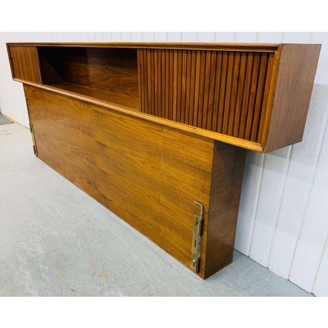 Mid-Century Modern King Size Tambour Walnut Headboard For Sale - Image 4 of 6
