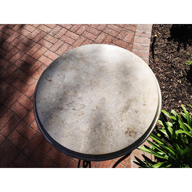 Brown A Pair of Travertine Stone Top Iron Side Tables For Sale - Image 8 of 18