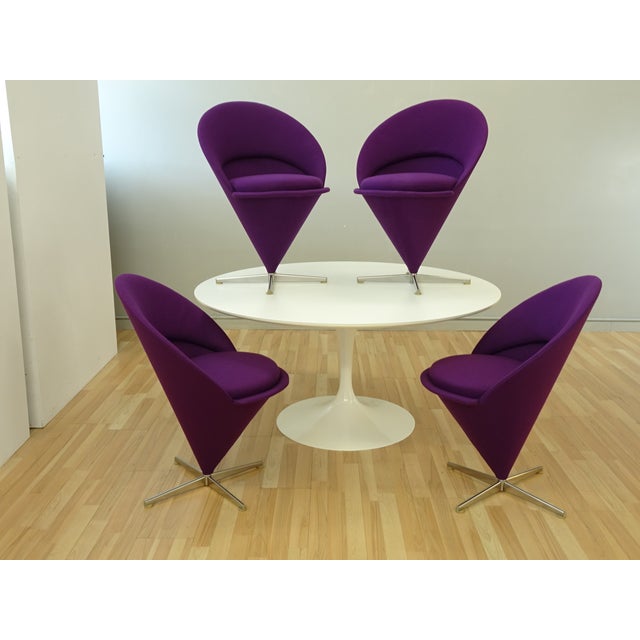 Eggplant 4 Vintage Cone Chairs by Verner Panton From Plus-Linje Denmark 1958 Restored For Sale - Image 8 of 15