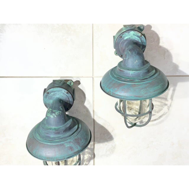 Vintage Maritime Solid Copper & Brass Sconces Size 14” High X 9” Wide X 10” Deep For Sale - Image 17 of 17