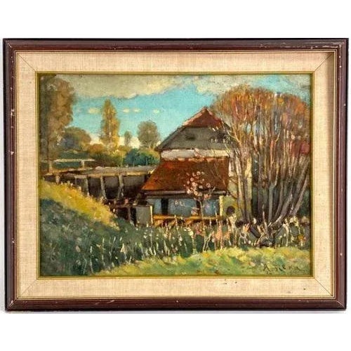 Modern Autumn Landscape, Oil on Board, 20th Century For Sale - Image 3 of 3