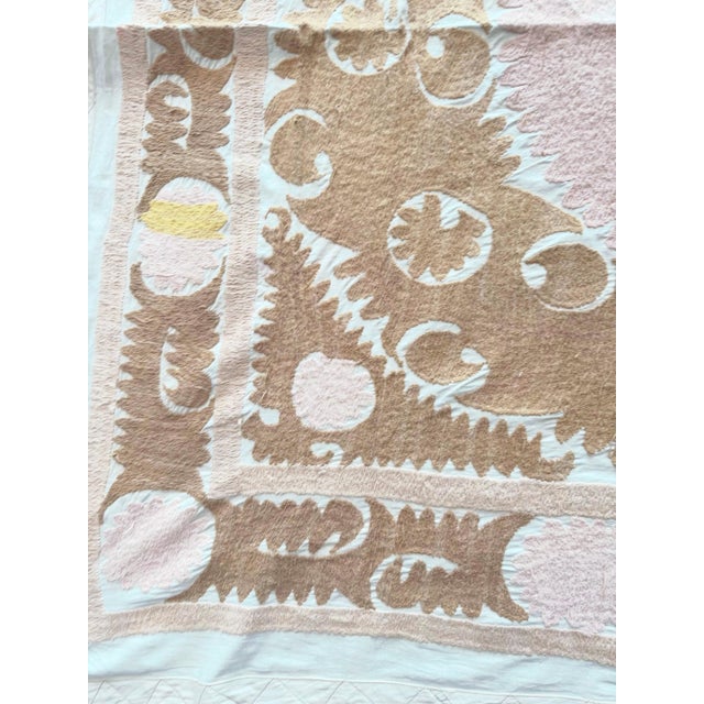 Mid-Century Modern Uzbek Suzani Tablecloth - Handmade Textile For Sale - Image 3 of 9