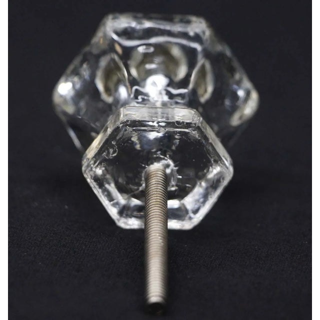 Set of 4 Vintage 1.5 In. Hexagon Clear Glass Cabinet Drawer Knobs For Sale - Image 6 of 6