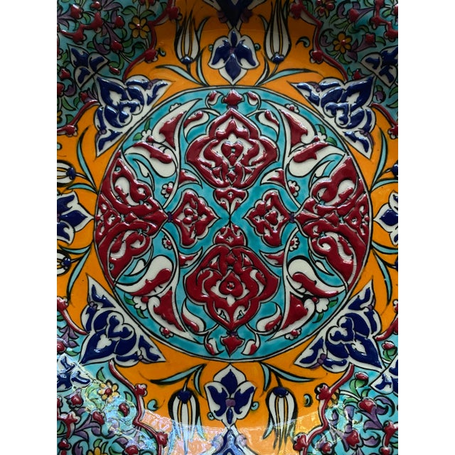 Asian Antique 1990s Traditional Turkish Tile Hand Painted Plate For Sale - Image 3 of 7