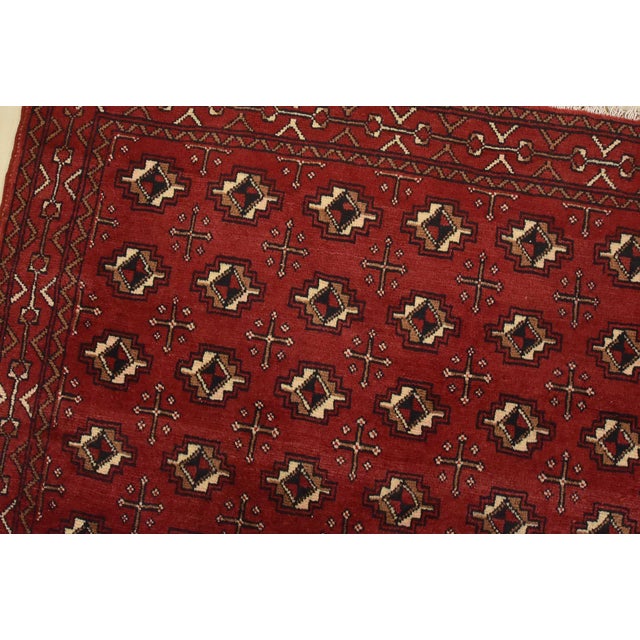 1990s Baloch Rug 3’5” X 6’5” Red Wool Vintage Tribal Hand-Knotted Oriental Carpet For Sale - Image 5 of 12