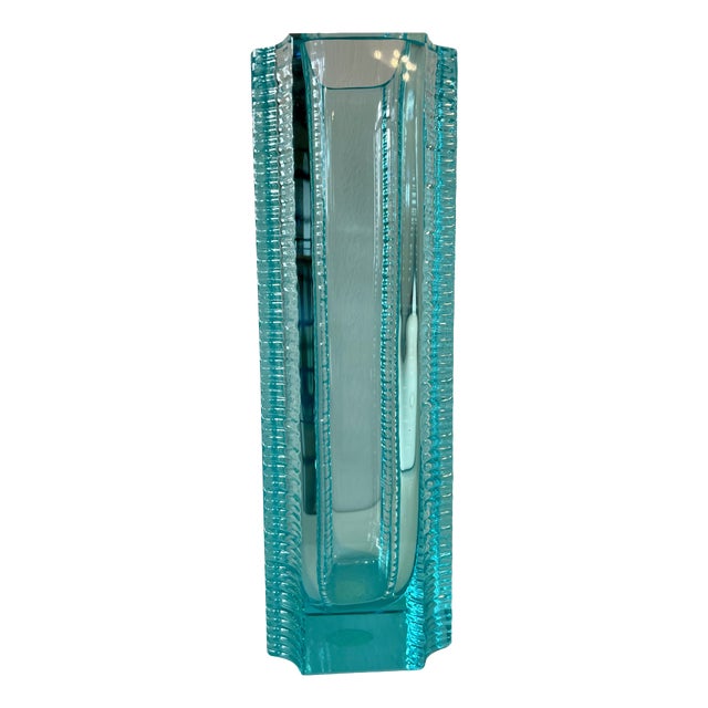 Bohemia Beryl Art Glass Vase by Milos Philip for Skrodlovice, 1950s For Sale