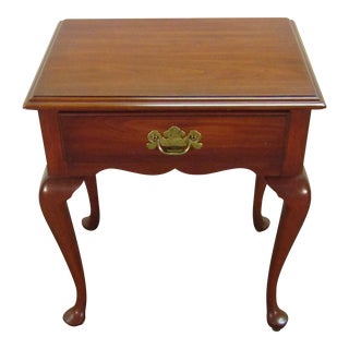 Henkel Harris Solid Cherry One Drawer Queen Anne Nightstand For Sale