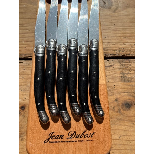 Late 20th Century Late 20th Century French Laguiole Steak with Black Handles and Cutting Board Knife Set - 7 pcs For Sale - Image 5 of 16