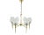 Vintage Brass and Frosted Glass Chandelier, France, 1970s For Sale