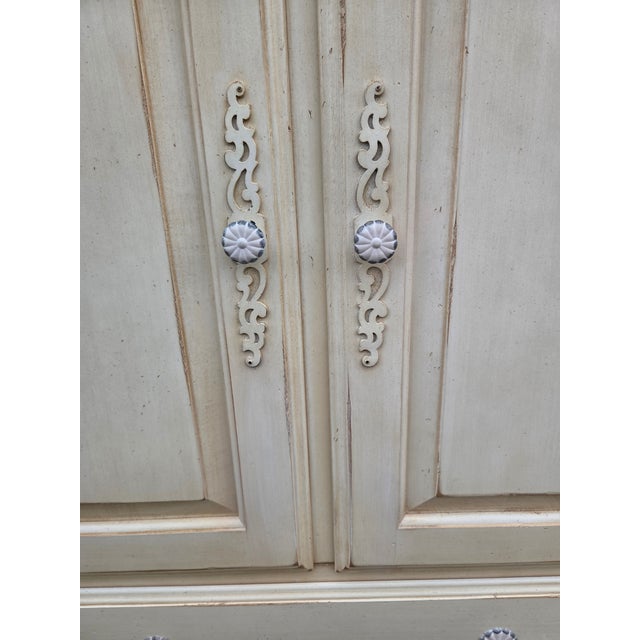 1990s Ethan Allen Country French Linen Chest Armoire Dresser Chifforobbe White Wood For Sale - Image 15 of 15
